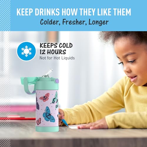 Image of THERMOS FUNTAINER Water Bottle with Straw, 12oz, Butterfly Frenzy