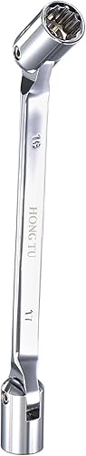 Miniatura 5 de uxcell Llave de cabeza flexible de 12 puntos, 0.630in x 0.669in, extremo de caja giratoria doble métrico, CR-V rotación de 180 grados para