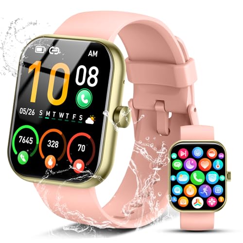 Smart Watch for Men Women (Answer/Make Call), 1.96″ HD Fitness Tracker Running Watch, IP68 Waterproof,Pedometer, Sleep/Step/Activity/Heart Rate Monitor,110+ Sport Mode Smartwatch for Android,Pure Pink
