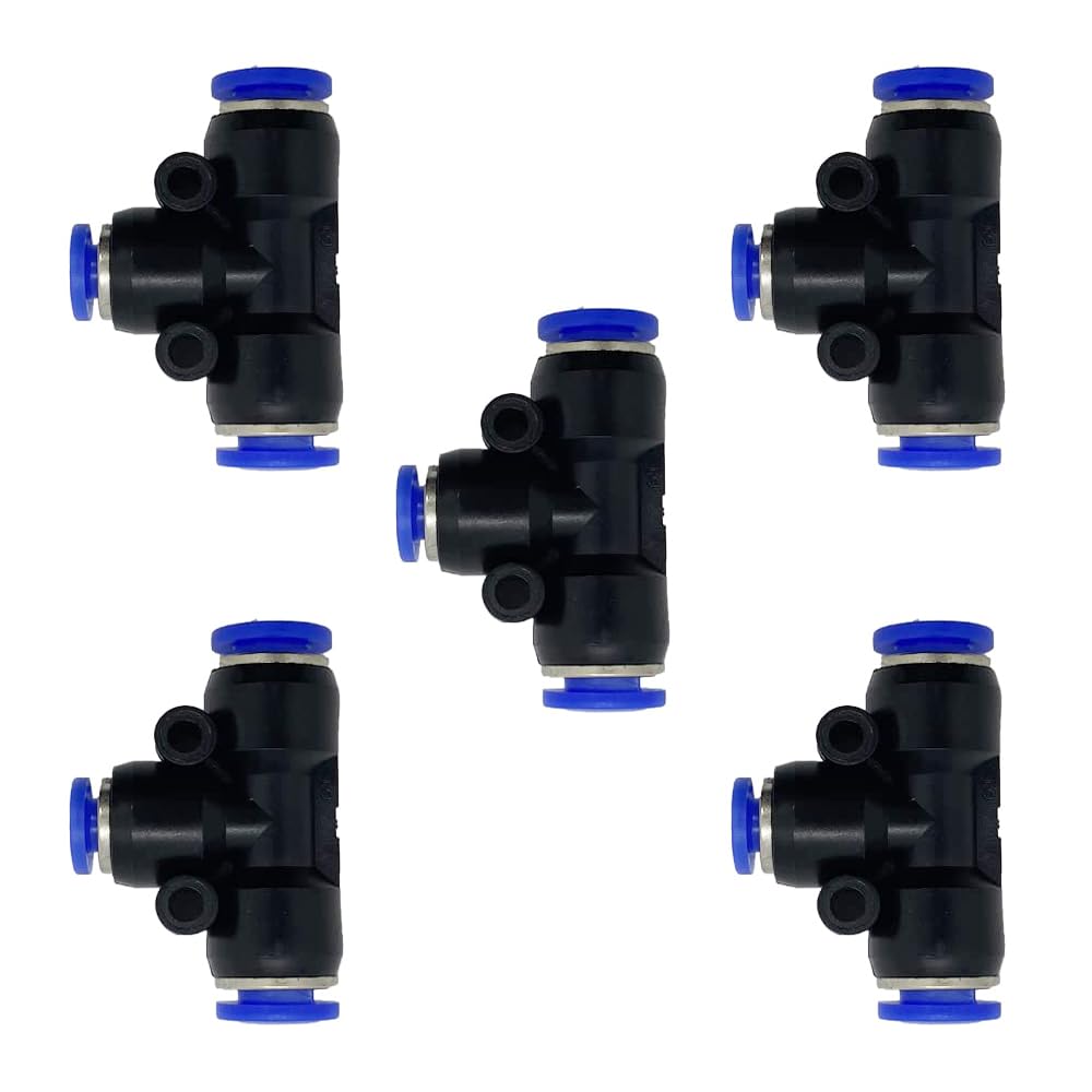 5pcs 0,62 cm x 0,3 cm connecteur de réduction de tuyau pneumatique en forme de T à 3 voies, appuyez rapidement pour connecter le T-shirt
