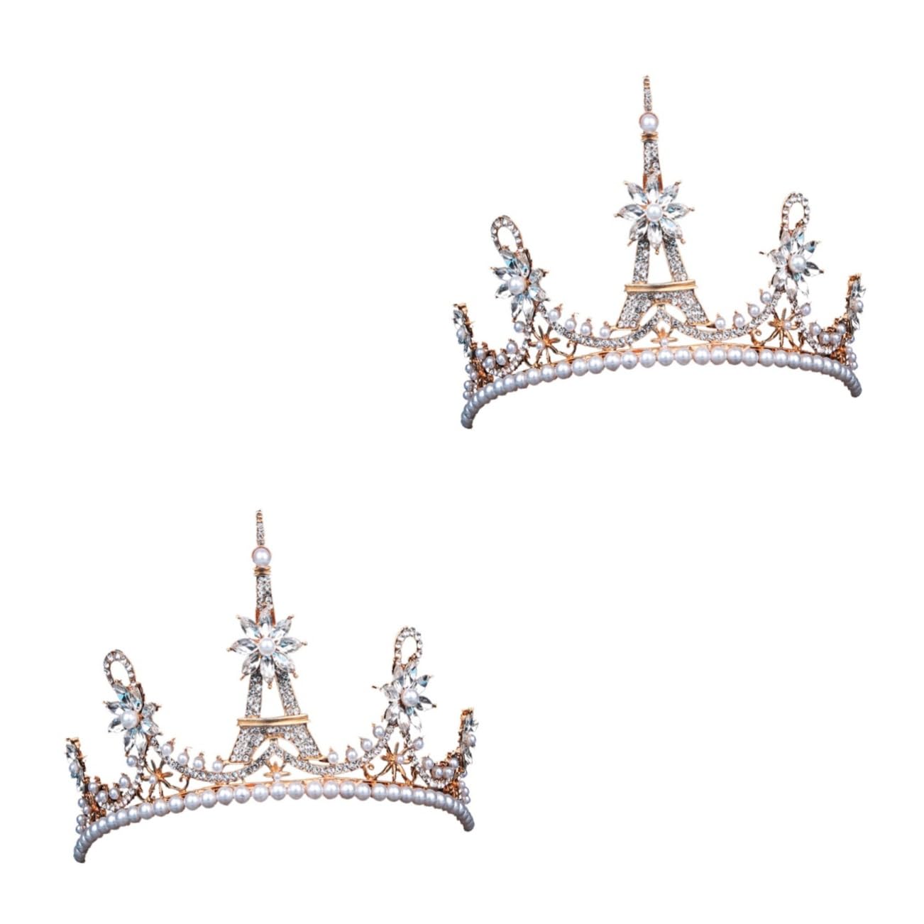 POPETPOP 2 Uds Y Tiaras De Reina Flor Nupcial Cristal Y Tiara Dorada Tocado De Diamantes De Imitación Nupcial De Boda Novia Accesorios
