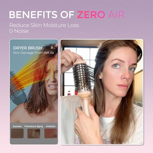 Image of TYMO Thermal Brush Curling Brush - STYLUX 1.7 Inch Blowout Volumizer with Flexi-Fit for Hair Straightening, Heated Round Styler Tool, Hair Straightener and Curler 2 in 1, Dual Voltage, Pink
