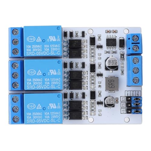 Optocoupler Relay Switch, 3 Channel GPIO Relay Module with Overcurrent Guard for Industrial Automation, Home Automation, Power Distribution Systems