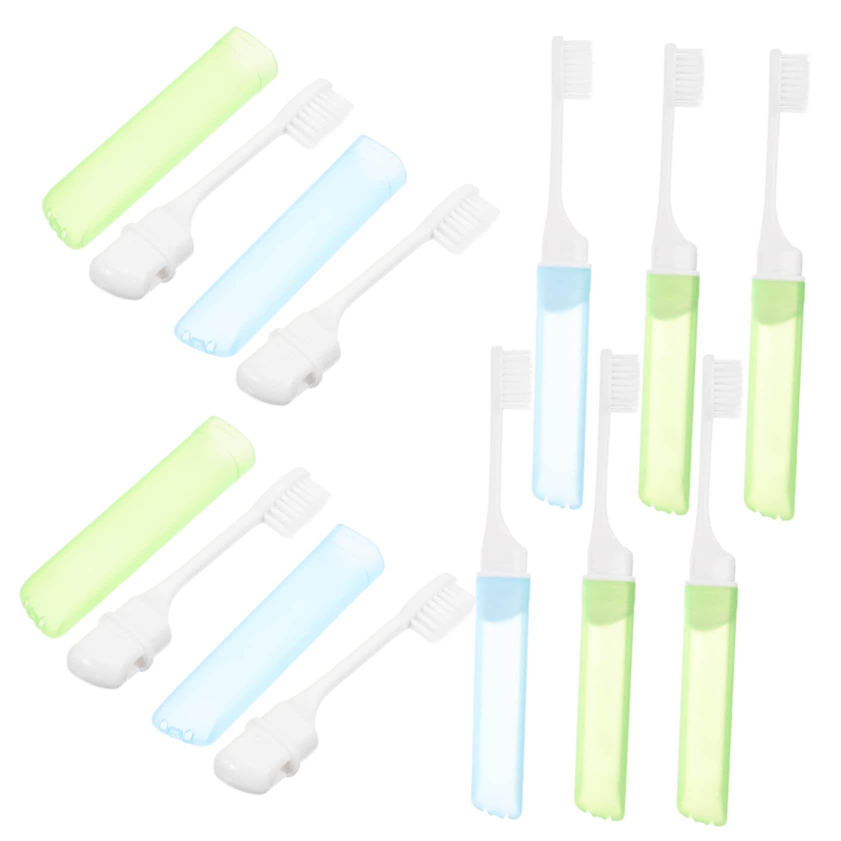 30piezas Cepillos De Dientes Plegables Cerdas y Camping Cepillos Portátiles Para Bucal Azules Verdes