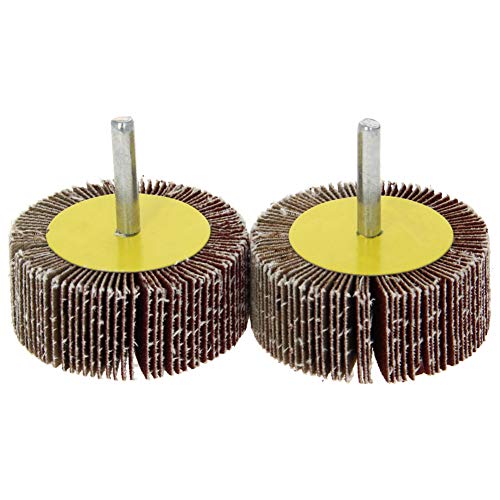 Utoolmart Lot de 2 roues à lamelles montées sur tige avec mandrin avec tête de meulage de 60 mm - Roue de ponçage abrasive et polissage rotatifs
