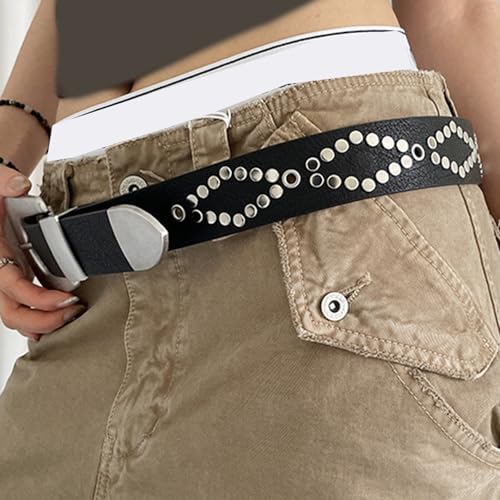 Simple 2000s Cool Wide Waist Cinching Belt With Punk Rivets Studs And Pin Buckles Design For Adult Unisex Everyday Wear Women Western Belt4