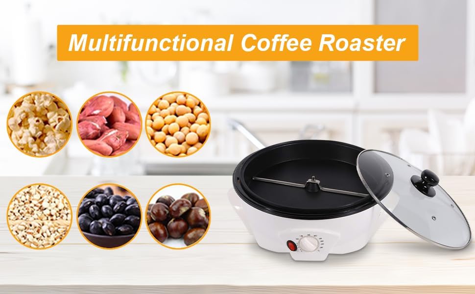 Miniatura 6 de Máquina de café tostado eléctrico de 800 W con control de temperatura, tostadora de granos de café para uso doméstico, máquina automática de tostado