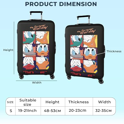 Image of Kraptick Printed Luggage Cover - Suitcase Cover with Double Opening Design, Travel Suitcase Cover for Protection, Protective Elastic Trolley Cover, Travel Bag Cover with Duck Printed Design (Small)