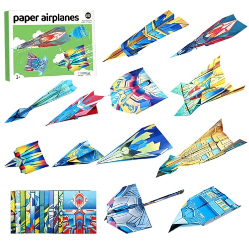 BAGUBDR 36 Sheets Paper Planes Paper Airplane Kit Paper Airplane Book Foldable Paper Aircraft for Creative Activity Educational Tool with Storage Box