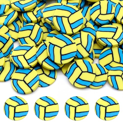 Image of Weysat 30g Beach Volleyball Polymer Clay Slices 0.2 Inch Mini Clay Volleyball Pieces Tiny Sports Sprinkles Ball Confetti for Clips Nail DIY Craft Party Decoration Favors for Team Sports Lover