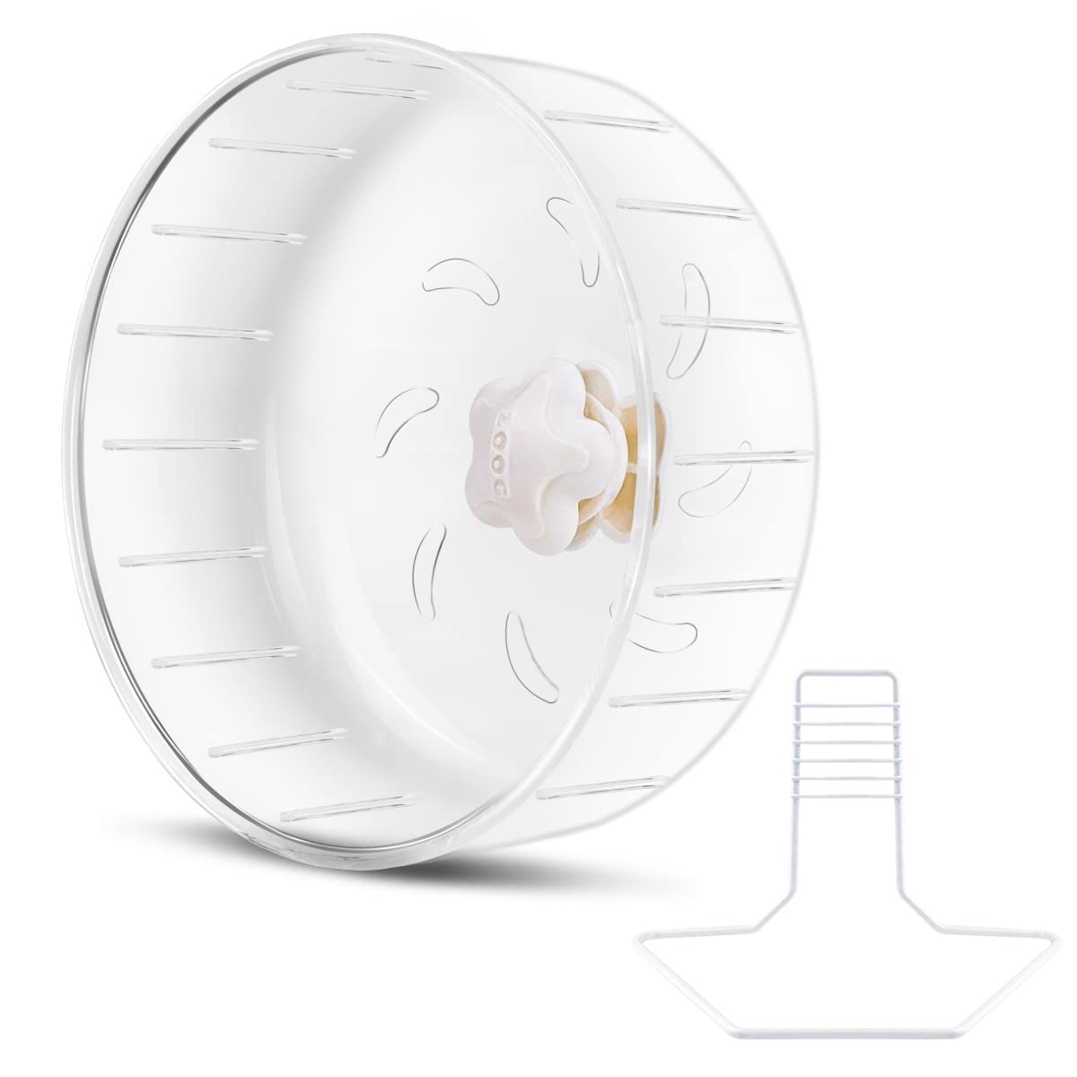 6.7inch Hamster Exercise Wheel, FHDUSRYO Transparent Hamster Running Wheel with Metal Stand, Silent Spinner Hamster Wheel, Pet Running Toy Cage Accessory for Small Animals, Mice Rat, Hedgehog - image 8