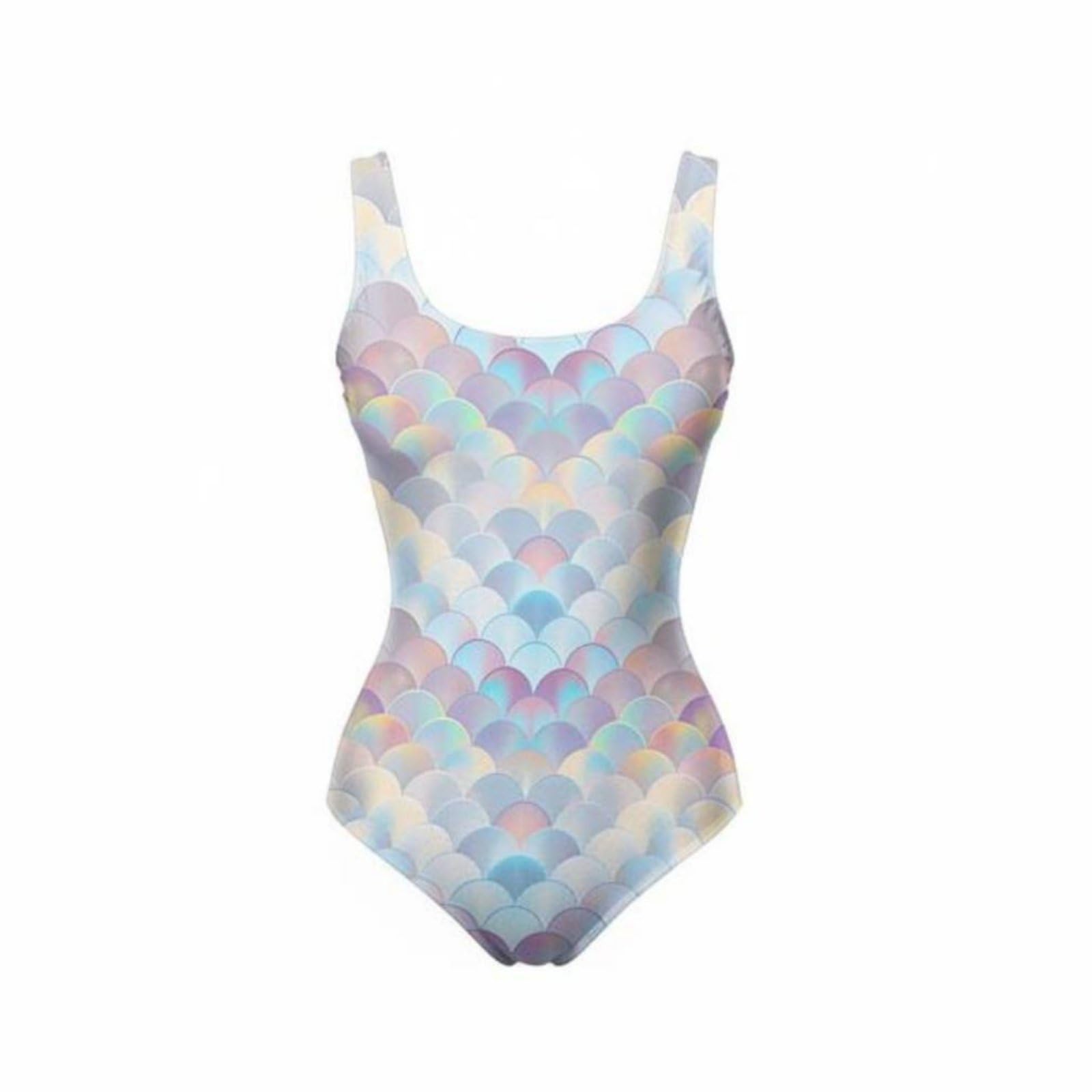 enakshi (label) Enakshi Close-Fitting Rainbow Single-Piece Swimsuit Colorful Aquatic Scale Print Swimsuit Stretchy U-Neck Bathing Suit Quick-Dry for Women, Beach, Swimming Pool, S, Xg202-1002-picture-25