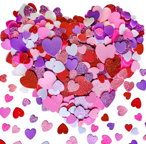600 Pcs Foam Heart Stickers Red Pink Rose White Purple Hearts Self-Adhesive Stickers for Valentines Day Birthday Party Decor DIY Scrapbooks Greeting Cards Arts Craft Supplies