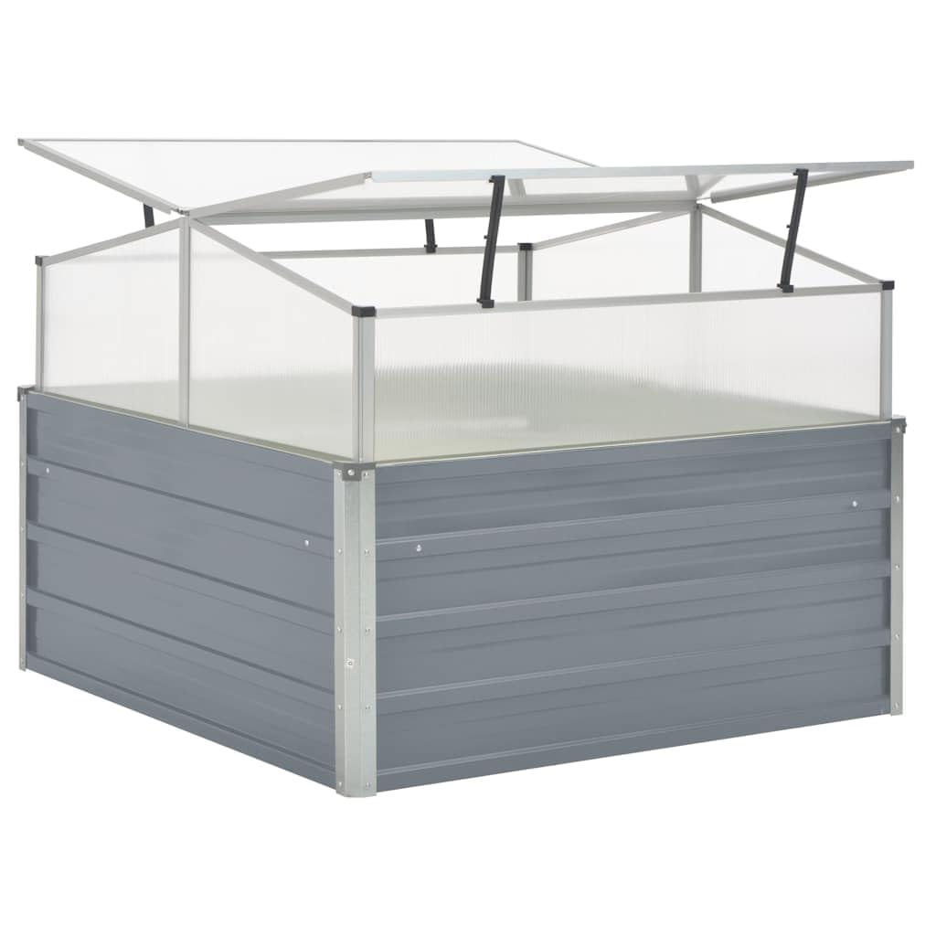 Gewächshaus Grau 100x100x85 cm Verzinkter Stahl Aluminiumrahmen Pflanzgefäß für Balkon Terrasse Garten Kräuter Anzucht mit Sicherheitskanten