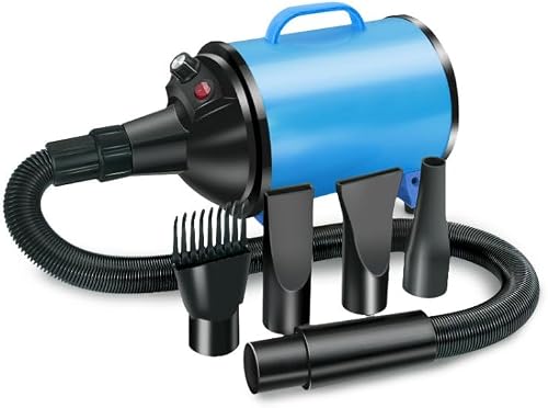 2100W Dog Dryer Stepless Speed Pet Hair Blaster Pet Water Blower 110V US Plug(Black and Blue)