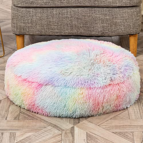 Asuprui Soft Floor Pillow (No Filler) Large Floor Cushion For Sitting Fur Meditation Pillow Premium Yoga Pillow For Living Room Sofa Balcony Outdoor Floor Pillow Cover Only (Rainbow 24X20X6 Inches) #TOP1