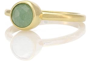 Green Aventurine Cottage Core Ring - Single Stone Bezel Set in Gold Filled Band
