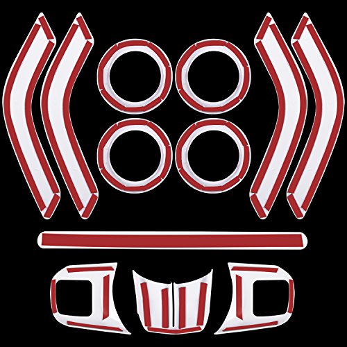 Opall Full Set Interior Decoration Trim Kit Steering Wheel & Center Console Air Outlet Trim, Door Handle Cover Inner For Jeep Wrangler Jk Jku 2011-2018 2 Door &4-Door (White 12Pcs) #TOP2