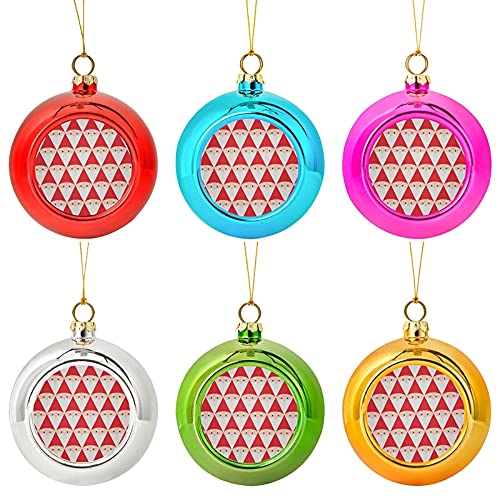 ALAZA Juego de adornos geométricos de Navidad de Santa Claus de Navidad para vacaciones, boda, fiesta, árbol de Navidad, bolas de 8 cm (6)