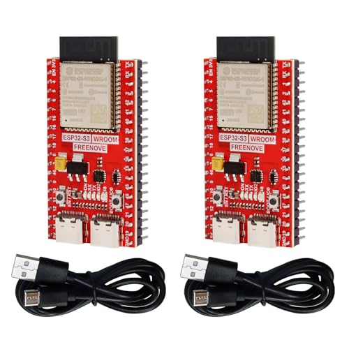 Freenove ESP32 S3 ESP32 S3 Board Lite (16 MB Flash) (2 Pack), Dual Core 32 bit 240 MHz Microcontroller, Onboard Wireless, Python C Code, Example Projects Tutorial