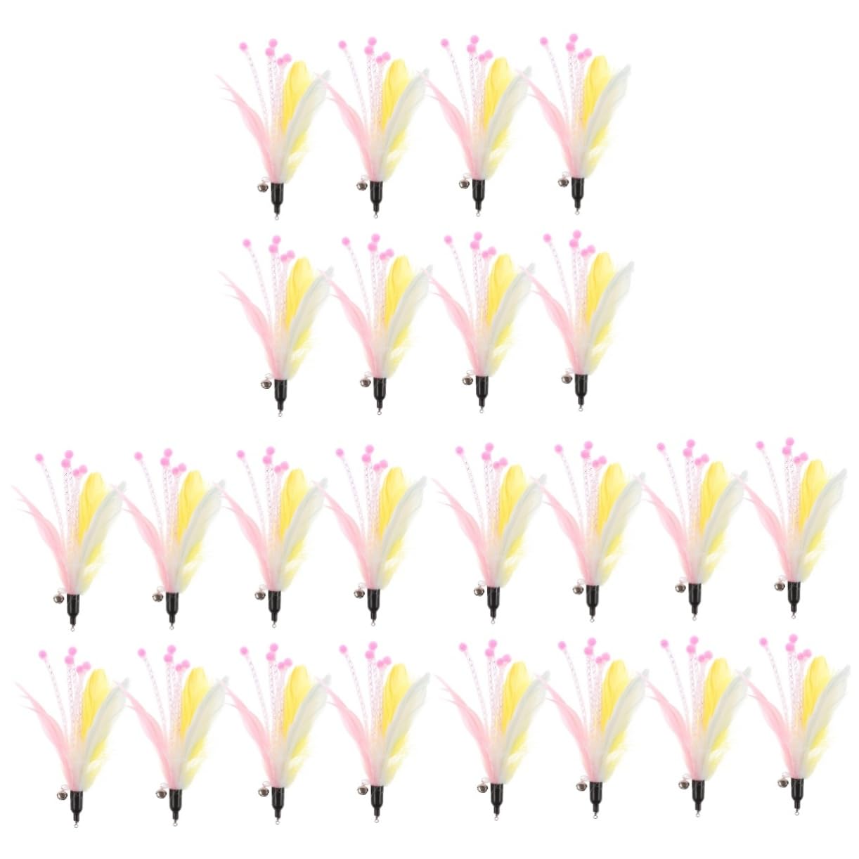 VANZACK 24pièces Jouets à Plumes Multifonctionnels pour Chats Accessoires De Jeu Intérieurs pour Chats avec Cloches Remplacements Doux Et Sécurisés pour Éveiller Instinct De Chasse