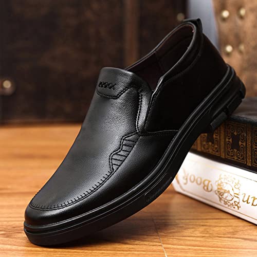Mens Slip on Matte Leather Shoes Durable Thick Sole Dress Shoe Comfortable Business Formal Shoes Waterproof Daily Work Arch Support Walking Sneakers Cool Dating Leather Shoe2