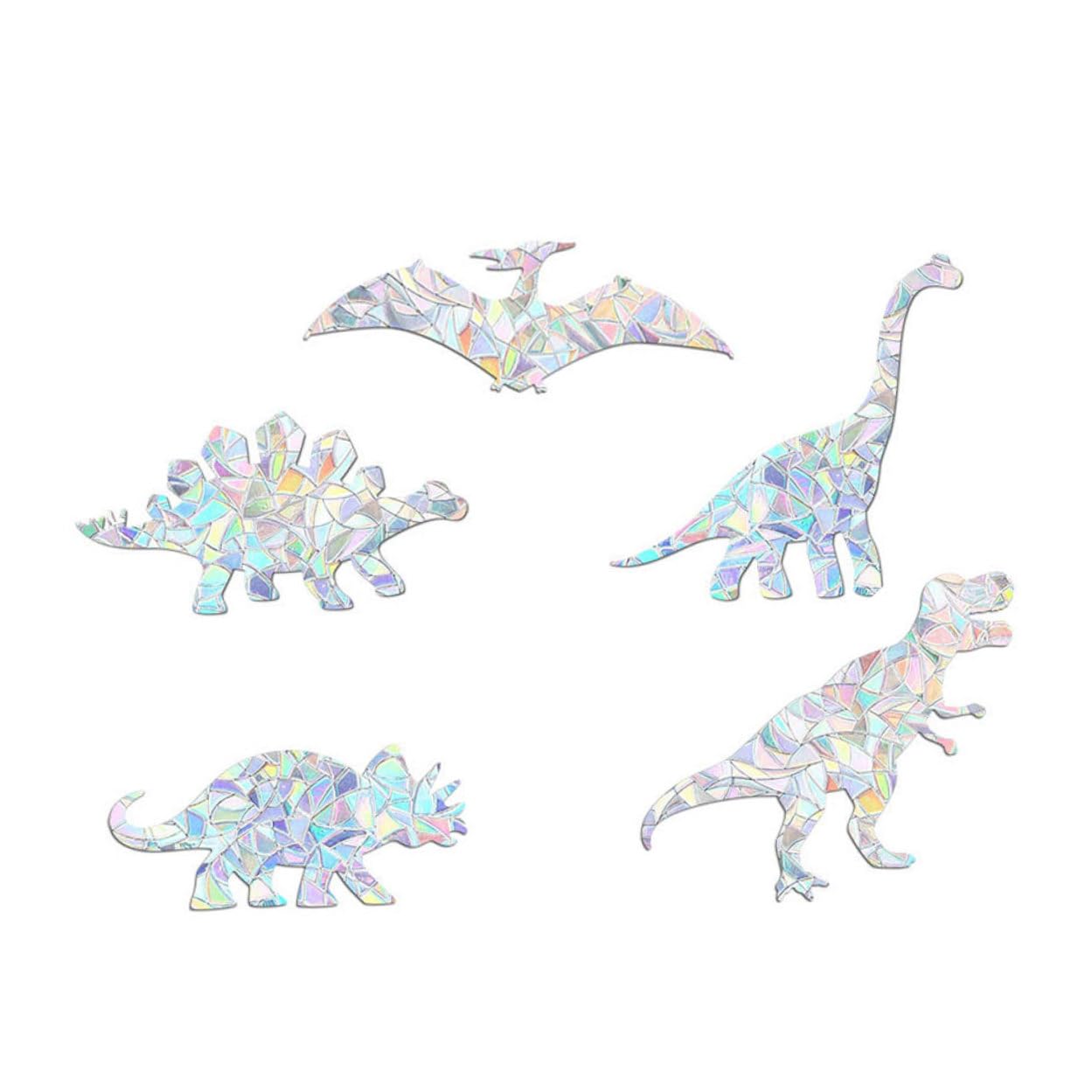 Autocollants décoratifs dinosaures arc-en-ciel pour fenêtre bébé effet prisme PVC statique 5pcs