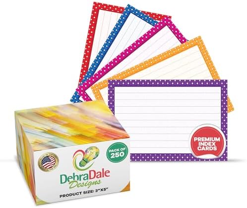 Debra Dale Designs - 200 Unruled 3" X 5" Index Cards Paisley Border 5 Colors - Premium 140# Heavy Thick Index Card Stock - 2 Shrunk Wrapped Packages Of 100 Cards - Printed In The U.S.A - View #10