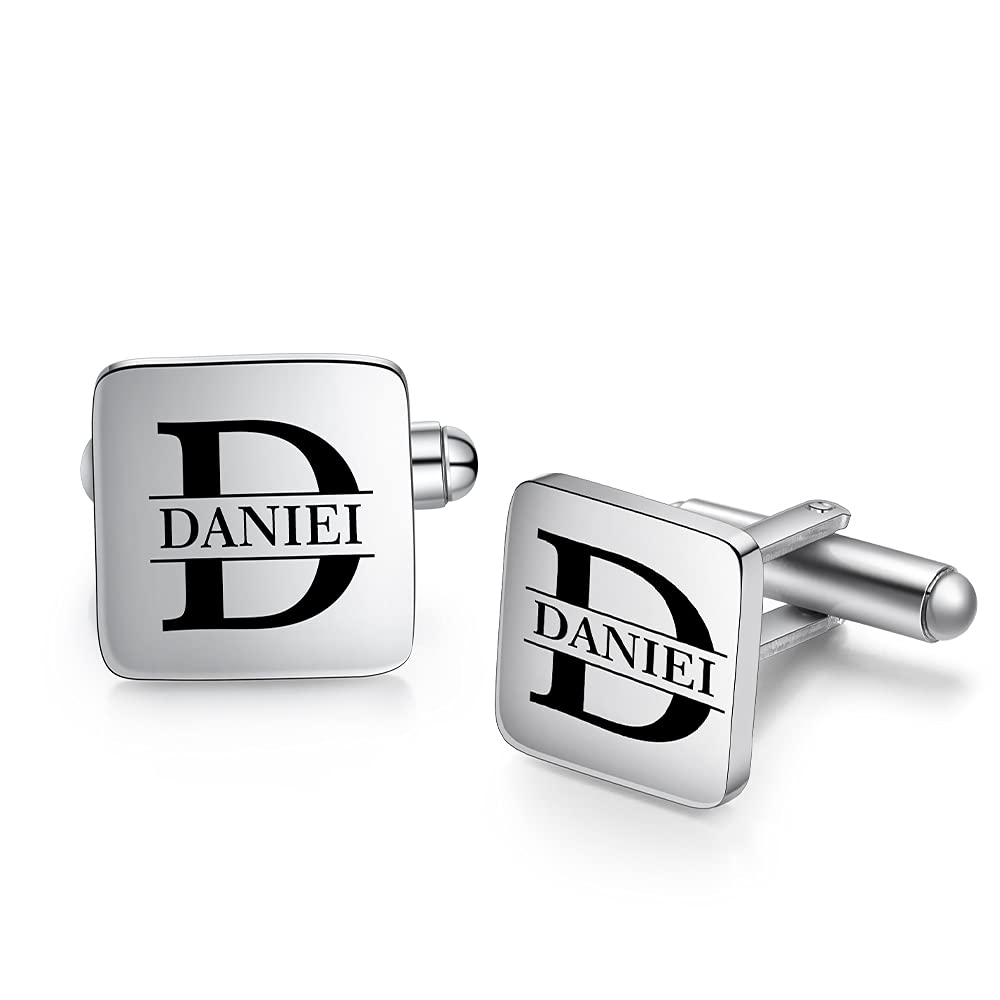 LanM Personalized Men's Cufflinks Men's Initial Letter Shirts Cufflinks 26 Alphabet Initial Letter Cufflinks Fashion Dazzle Tuxedo Cufflinks Business Wedding Father's Day Gift (Style-2)