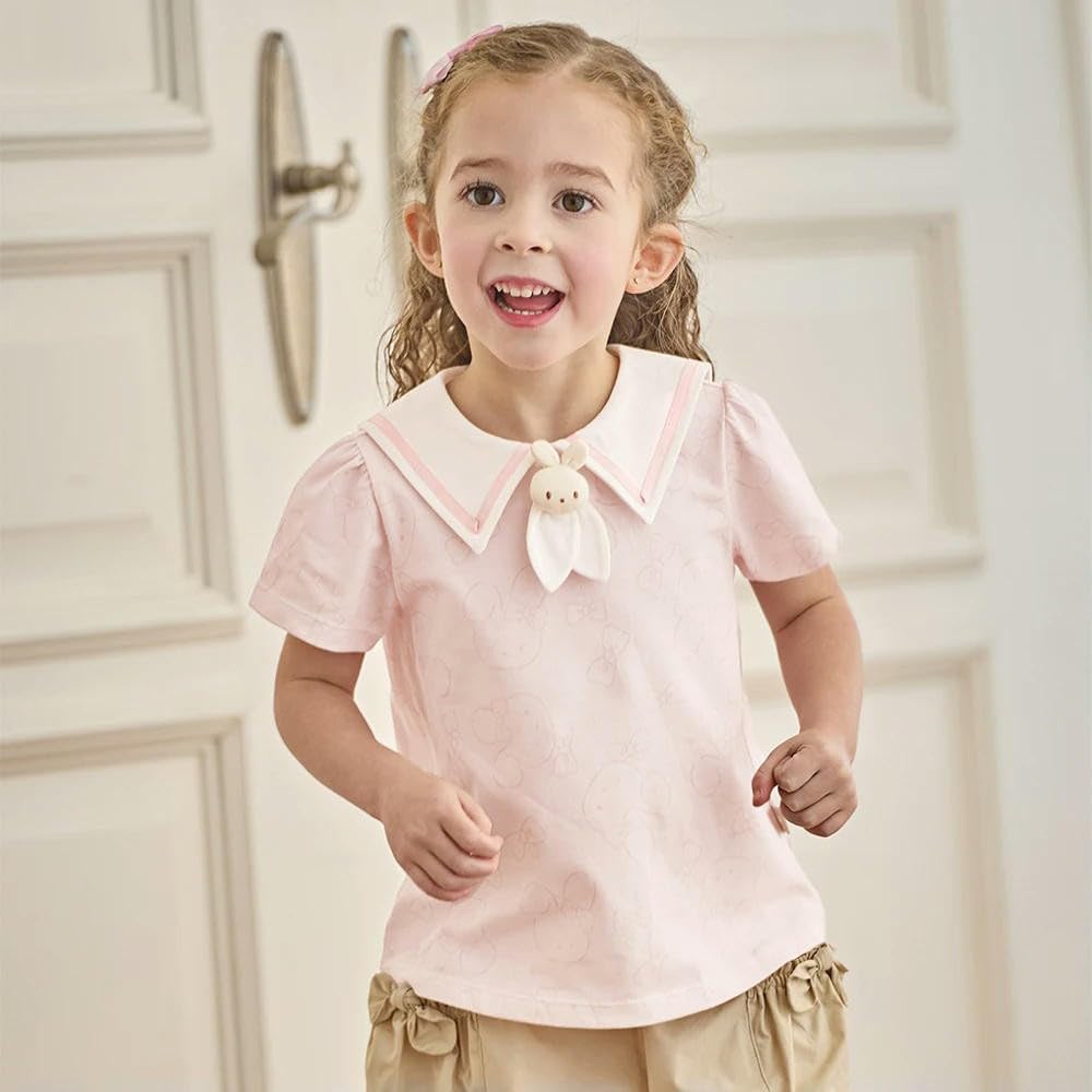 CYBHSM - Camisetas de verano con estampado de dibujos animados para niñas, camisetas de algodón de manga corta para niños, ropa casual al aire libre