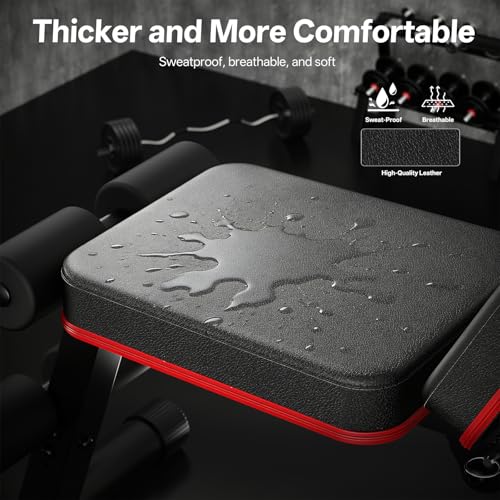 PASYOU Adjustable Weight Bench, Foldable, Incline Decline Flat, Bench Press with 660LBS, 95% Pre-Assembled, Compact Workout Bench Full Body Strength Training Bench for Home Gym, Wider Seat - Image 6