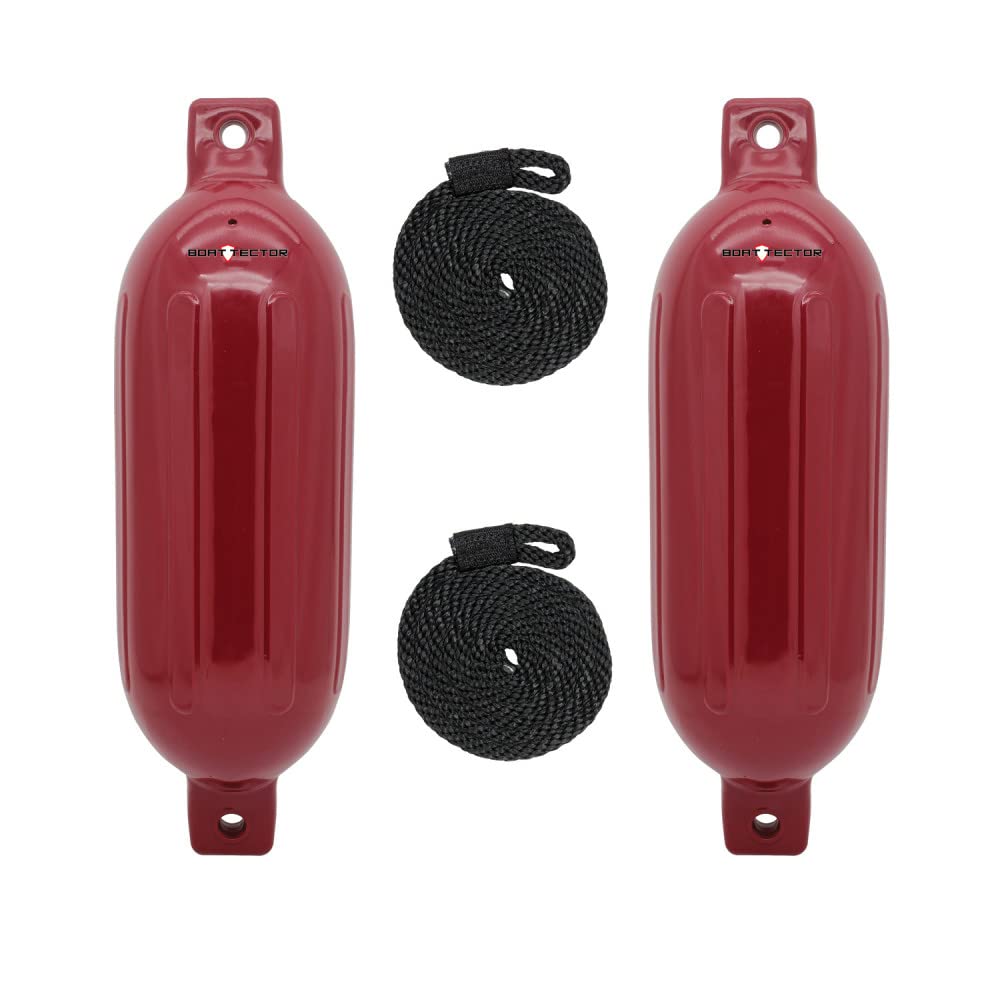 extreme max 3006.7619 boattector inflatable fender value 2-pack - 8.5" x 27", cranberry