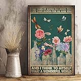 targa in metallo vintage con scritta i also saw what a wonderful world the green red rose tree on dragonfly, targa in metallo vintage per cucina, bagno, ufficio, bar, caffè, garage, grotta, casa,