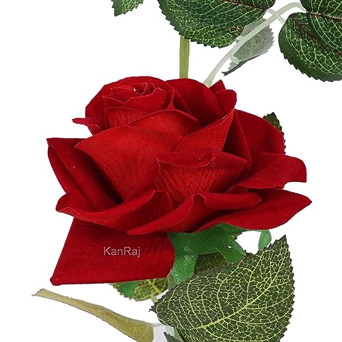 Image of Artificial Rose Flower Set of 2 Roses with Pot (Natural Looking), Plastic