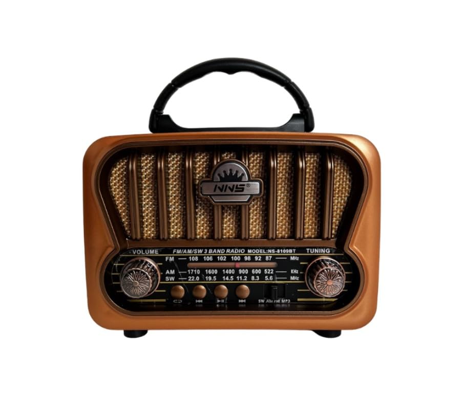 Rechargeable Vintage Band Radio With USB - NS-8109BT (Brown