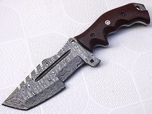 Poshland TR-301, Custom Handmade Damascus Steel Tracker Knife - Stunning Handle … (TR-301)