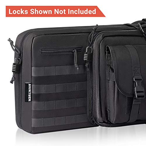 HUNTSEN Double Rifle Bag Soft Outdoor Tactical Carbine Cases Padded Gun Case Bag 36” with Adjustable Sling, Multiple Pouches