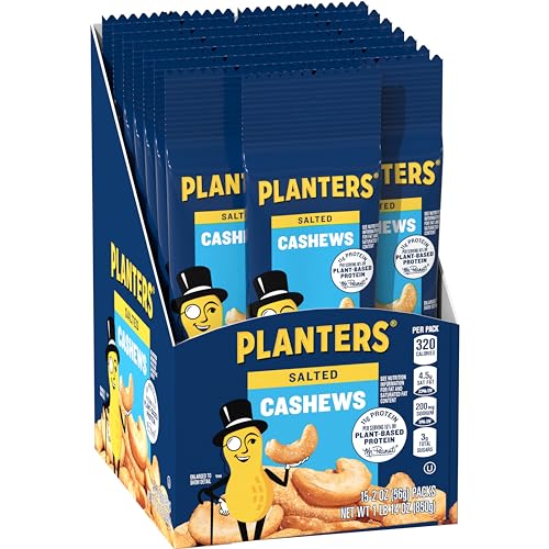 Image of PLANTERS Salted Whole Cashews, Plant Based Protein, 2 Oz (15 Ct)