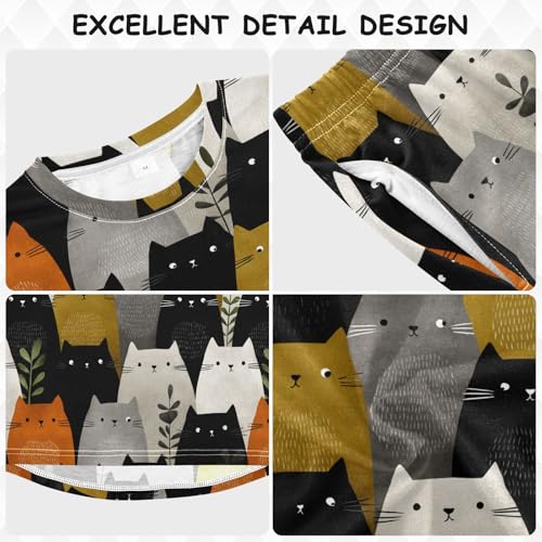 Cute Cats Kittens Soft Pajama Set for All Seasons,Breathable Pjs Long Sleeve Sleepwear,Comfy Loungewear 2 Piece Underwear Set 3T3