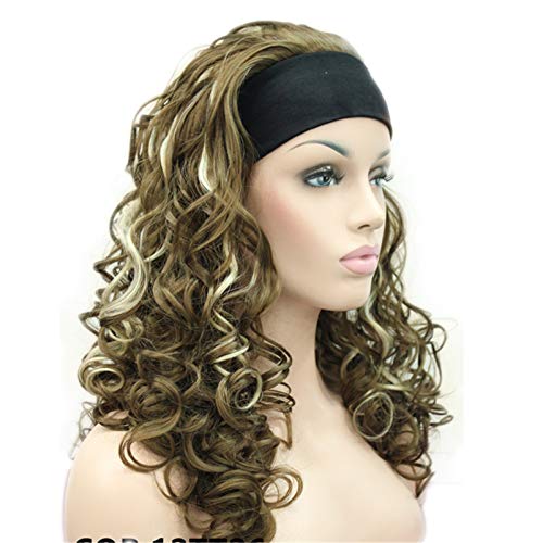 Perruque synthétique bouclée Wiginway châtain clair méché 45 cm avec bandeau