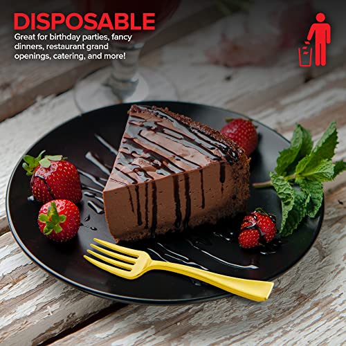 Gold Mini Forks 4 Inch (80-Count) Disposable Plastic Appetizer Fork For Cocktail Hour, Dessert Cups, Small Food Samples, Tiny Appetizers, Charcuterie Board, Wedding Reception #TOP6