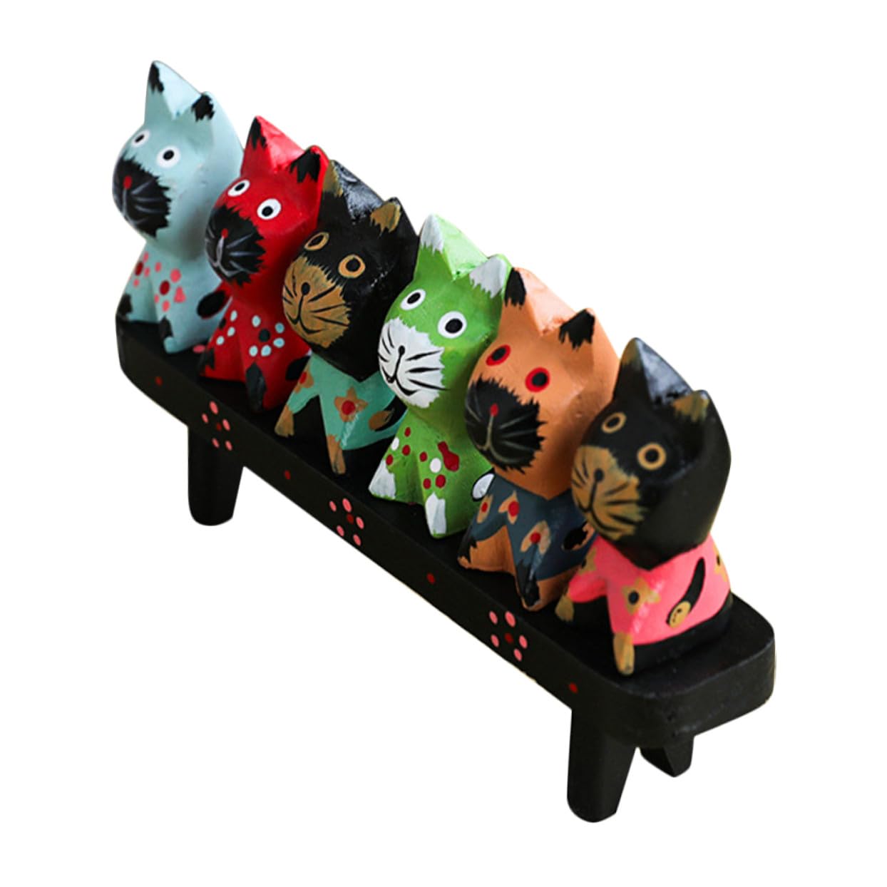 Figura de Gato para Regalos Ligera y Portátil de Madera Artesanal con Diseño Original para Adorno en Oficina o Coche, Adecuado para Regalos de Niños y Aficionados
