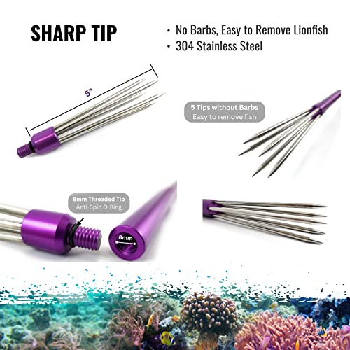 Aquatic Hunt - Spearfishing Diving Lionfish 36” (92Cm) Pole Spear With 5 Point Non-Barbed Tip With Sling #TOP3