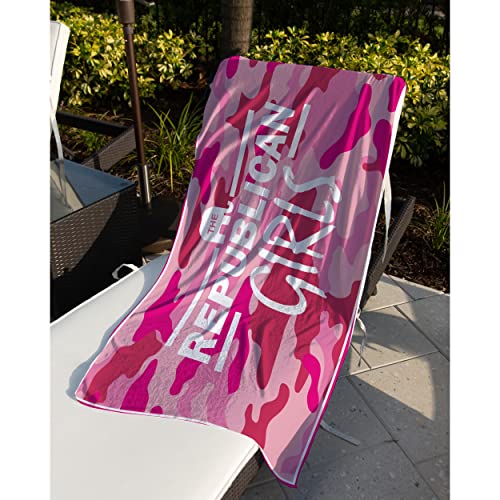 Republican Girls Camo Back Blue Make Keep America Great Again Republican Girl Patriot Party Maga Nra Beach Towel Rectangle (30”X60”) Oversized, Super Absorbent Sand Free Thick Large Pool Towel #TOP2