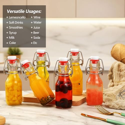 Image of Ruckae Swing Top Glass Bottles,Flip Top Glass Bottle with Lids Sealable Kombucha Bottle for Brew Beer Syrup Vanilla Extract Air Tight Bottles for Gift (4 oz 12 pack)