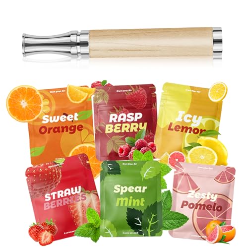 Replace Bad Habit Flavored Air Device with 18pcs Refillable Cores in 6 Flavors Habit Support Refreshing Device for Stress Relief Sensory Fidget for Adults (Beige)