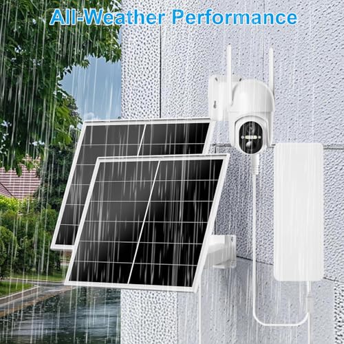 VUEBEE 40W Solar Panel Kit and 30000mAh Battery for PTZ Security Cameras, 5V/12V Adjustable Output, USB-C & DC Plugs, 360° Mount, IP66 Waterproof
