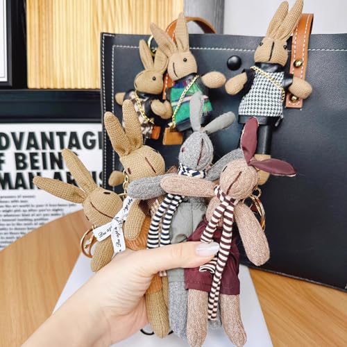 Cute Bunny Keychain for Women - Cartoon Rabbit Bag Charm Accessories, Dorge Purse Keyring Gift for Girls Teens3