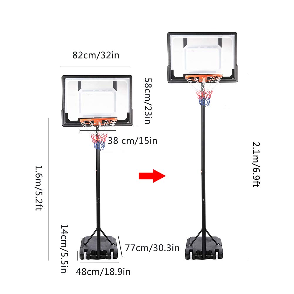 Changor Canestro da Basket Regolabile con Base Stabile