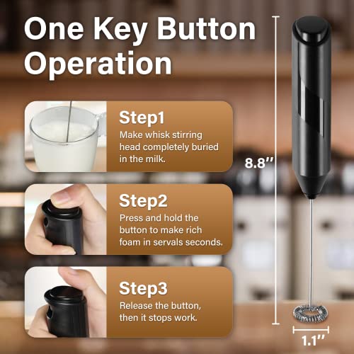Yssoa ELECTRIC MILK FROTHER HANDHELD With Stainless Steel Stand Battery Operated Whisk Drink Mixer thumb #2